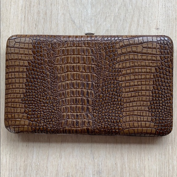 None | Bags | Brown Faux Snake Skin Wallet With Gold Inside New | Poshmark